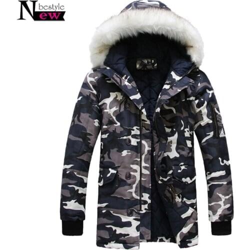 New 2019 Camouflage Down Parkas Jackets Mens Parka Hooded Coat Male Fur Collar Parkas Winter Jacket Men Military Down Overcoat