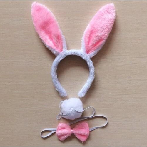 Children adult Bunny Ear Headband Set Black pink white blue Fancy Dress Costume Hen Party big Rabbit ear hairbands headwear tail