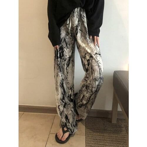 Chikichi Straight Tie-dye Wide-leg Pants High-waist Casual Pants Womens Autumn Thin Section 2021 New Korean Loose Trousers