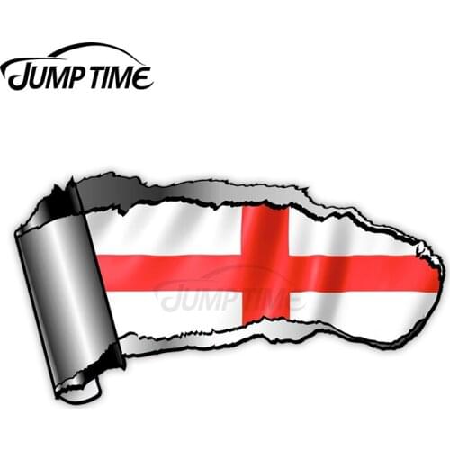 Jump Time Ripped Open Gash Torn Metal Design With St Georges Cross England Flag Motif External Vinyl Car Sticker for Windows