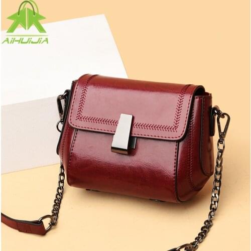 Fashion Retro Womens Genuine Leather Embroidery Thread Messenger Bag 2021 New Solid Color Shoulder Bags Travel Women Handbag