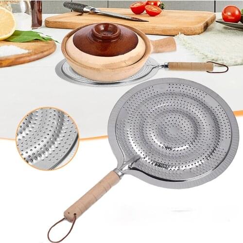 Heat Diffuser Coffee Insulation Pad Pan Mat Converter Disc Adapter Plate Heat Diffuser with Wooden Handle For Home Kitchen Tool