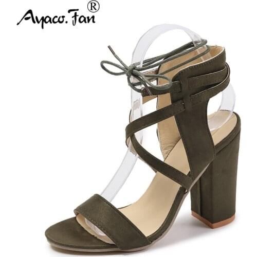 Women Sandals Summer New Sexy Lace Up High Heels Sandals Women Shoes Cute Open Toe Female Lady Gladiator Sandals Plus Size 34-43