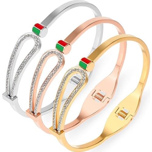 2021 New Cubic Zirconia Crystals Lock Bracelets & Bangles For Women Lover Classic Gold Bangles Fashion Jewelry Drop Shiping