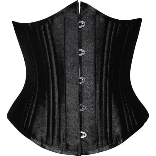 Plus Size XS-3XL Waist Cincher Women 24 Double Steel-Boned Satin Waist Control Underbust Heavy Duty Waist Training Corset Shaper