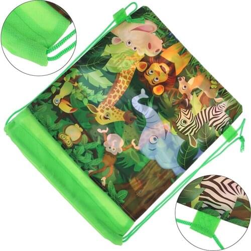 Animal Theme Birthday Party Non-woven Fabrics Drawstring Gifts Bags Baby Shower Decoration Backpack