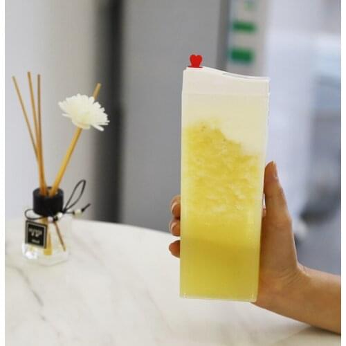 10pcs Net red 500ml juice milkshake bottles clear plastic cups ice coffee packaging bottles party square plastic cups with lids