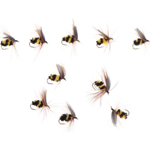 10pcs Artificial Insect Bait Lure Bumble Bee Fly Artificial Fishing Lures Bionic Honeybee Bait Fishing Bait Fly Bait