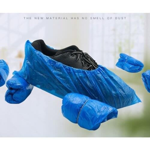 100Pcs Protection Disposable Shoe Covers Plastic Thick Outdoor Rainy Day Carpet Cleaning Shoe Cover Blue Waterproof Shoe Covers