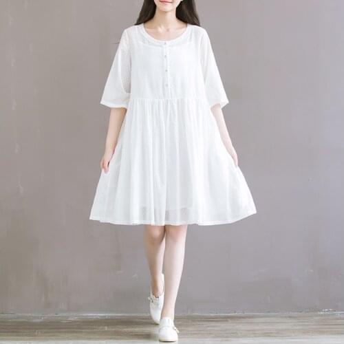 2018 Spring style cute casual white dress for women