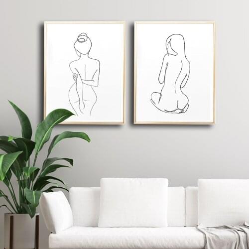 Abstract Line Women Poster Nordic Canvas Painting Fashion Wall Art Pictures For Living Room Modern Decorative Prins On The Wall
