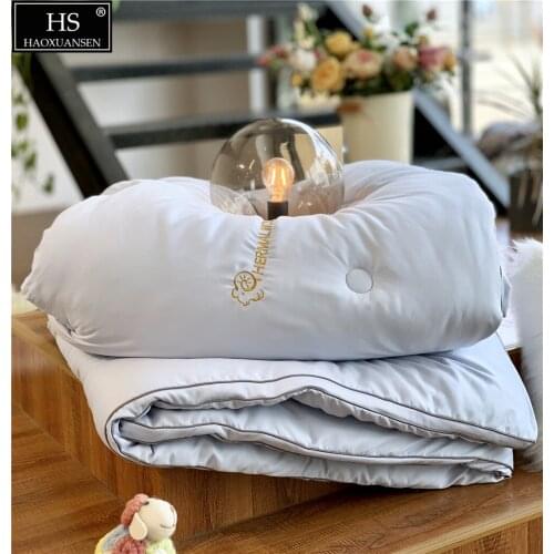 Australia Wool Comforter Queen King Machine Washable Temperature Regulating Warm winter With Blue Microfiber Fabric(Weight3/4kg