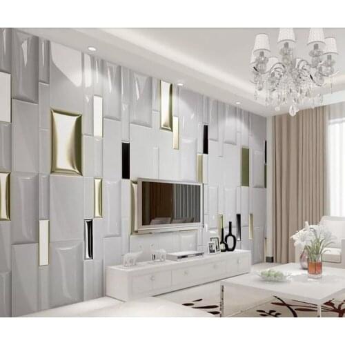 Bacal Custom wallpaper 3d stereo photo mural modern fashion gold square geometry soft bag TV background wall paper 3d wallpaper