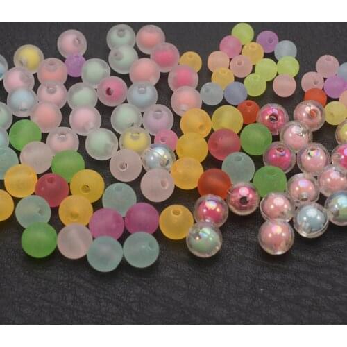 100Pcs/Lot 6mm 8mm Large Hole Plastic Spacer Loose Beads for Jewelry Making Bracelet Charms Ball Bead