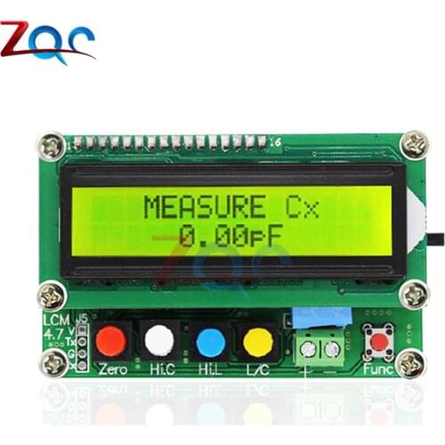 LC100A Digital LCD Capacitance Inductance Tester L/C Meter Frequency 1μF-100MF 1μH-100H with USB Cable Alligator Test Clip