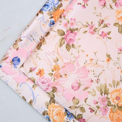 Imitation silk flowers satin jacquard pattern designer fabrics for sewing cheongsam and kimono material