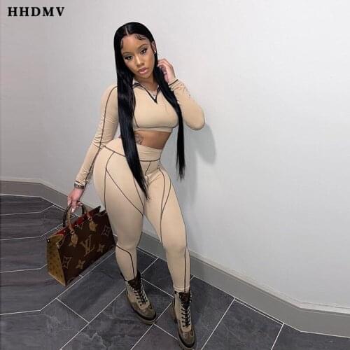 HHDMV 2020 spring fashion sexy street style sets long sleeve lapel short top elastic long pants printed two piece sets