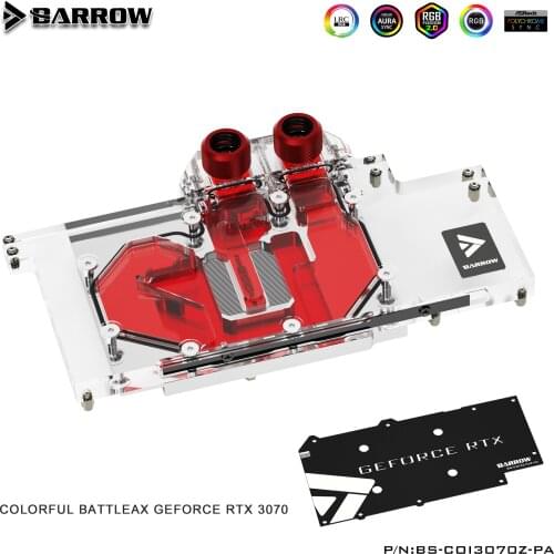 Barrow GPU Water Cooling Block for COLORFUL Battle-AX RTX 3070, Full Cover ARGB GPU Cooler, BS-COI3070Z-PA