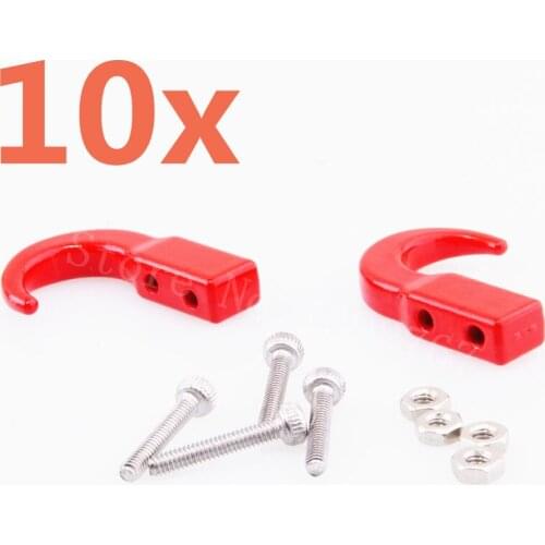 10 Pieces RC Metal Wrangler Tow Hook Rock Crawler Buggy Climbing Trailer Hook Buckle For 1/10 Scale D90 Axial SCX10 TAMIYA CC01