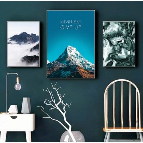 Nordic Simple Landscape Mountains Rivers Fog Wall Art Canvas Painting HD Posters and Prints Wall Painting for Living Room Decor