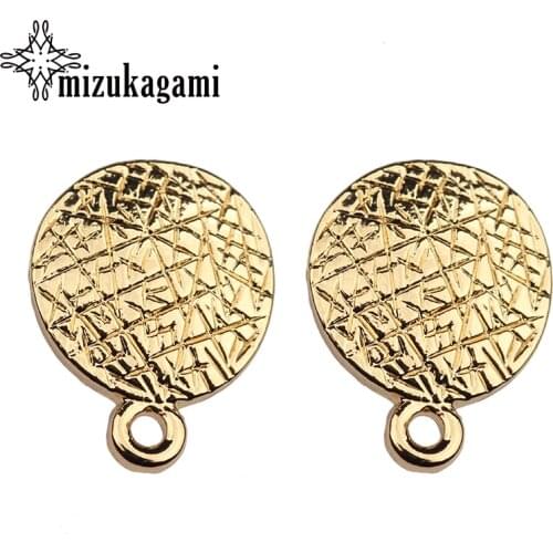 New Fashion 14mm 10pieces/bag Zinc Alloy Gold Round Earring Base Connectors Linkers for DIY Earring Jewelry Accessories