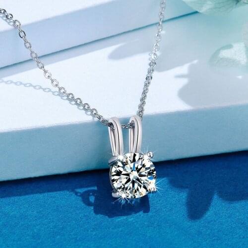 GRA Moissanite Pendant Necklace 1ct 2ct D Color VVS1 Diamond 925 Sterling Silver Necklace Gift For Women Girls Fine Jewelry