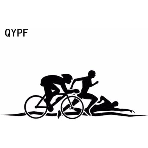 QYPF 15.5cm*5.3cm Creative Personality Triathlon Funny Body Car Stickers S2-0051