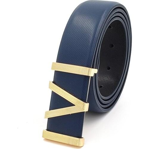 Genuine Leather Belts for Men Women Fashion Smooth Buckle with Letter V Women Designer Belts Cowskin Luxury Strap Belt