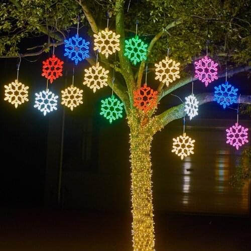 220V No Plug Snowflakes Christmas Garland Light Snowfall Hanging Fairy String Lights For Outdoor Garden Patio Villa Holiday Club