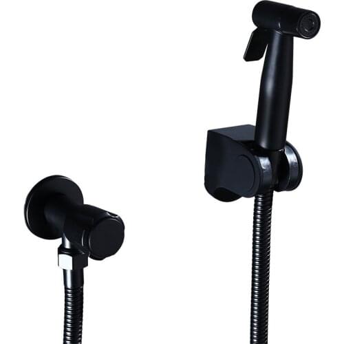 Bathroom Bidet Faucets 304 Stainless Steel Single Cold Toilet Shower Blow-Fed Spray Gun Nozzle Lavatory Tap Black Stopcock