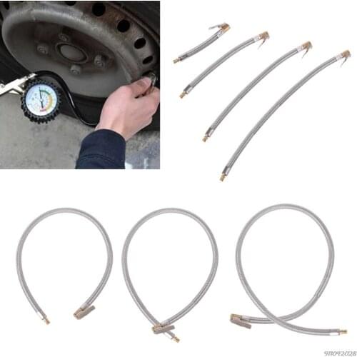 Standard Tire Inflator Pump Hose Air Chuck Inflator Compressor Pump Extension Hose Steel Tube for Car Bike M7 21 Wholesales
