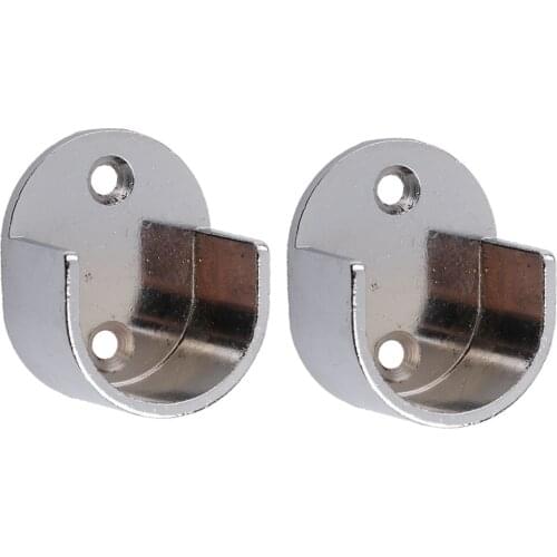 Pair Curtain Pole Recess, Wall Bracket Curtain Rods Finials, Window Treatment