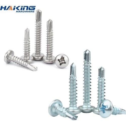 30pc Phillips round head self drilling screw 410 stainless steel zinc plated M4.2 M4.8 hardiflex screw for sheet metal