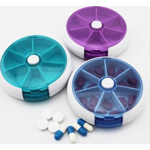Rotary Button for 7 Days Portable 7-cell Small Medicine Box Travel Rotary Plastic Medicine Box Mini Cute Medicine Box