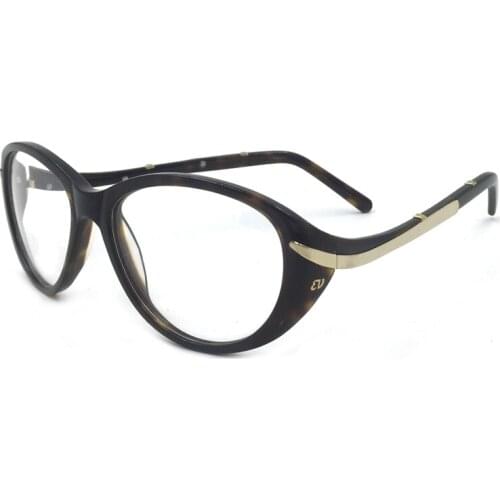 Laura Fairy Fashion Style Women Glasses Frame Black Demi Brown Color Metal Patchwork and Wave Design Temple Eyeglasses Frames