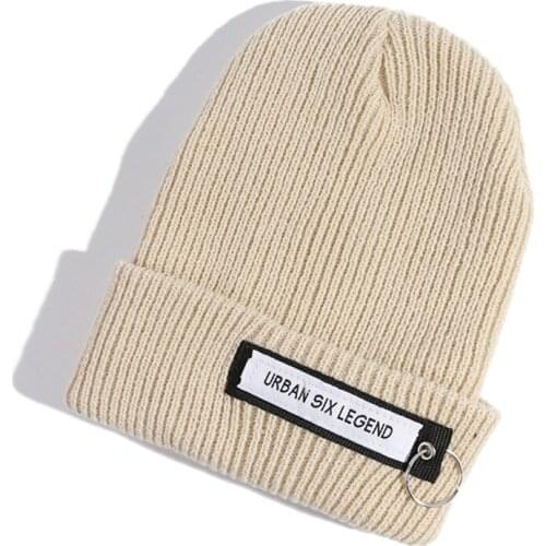 Winter Women Hat Logo Patch Bennie Hat Solid Woolen Thickened Hip-Hop Hat Womens Knit Warm Hat Soft Casual Ear Cap Bonnet