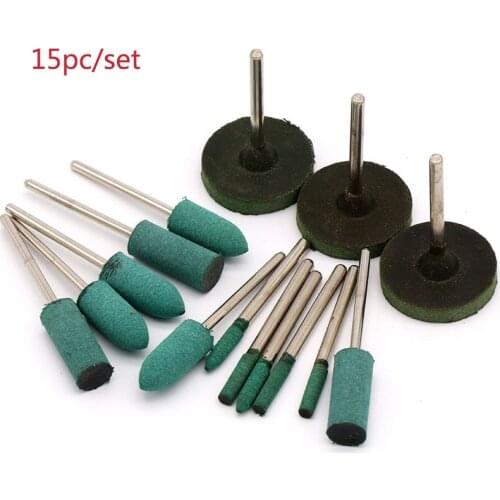 15PCS Rubber Grinding Head Polishing Buffing Wheel for Electric Mini Grinder Dremel Rotary Tools Cylinder/Bullet/T Type