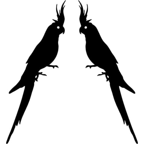 7.8*19CM 2PCS Cockatiel Lovely Pet Animal Pattern Car Styling Decal Vinyl Car Sticker Black/Silver S1-2418