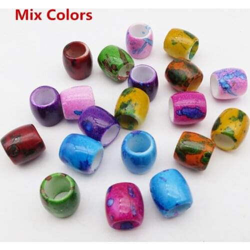 20pcs Multi coloured Acrylic Round Crochet Hair braid Dreadlock Beads rings tube for kids girls women Accessories