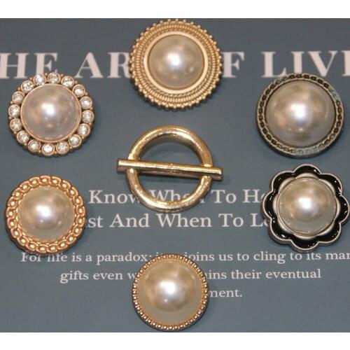 5pcs Metal Button Blazer Decorative Button Coat Pearl Alloy High-foot Buckle DIY Clothing Accessories