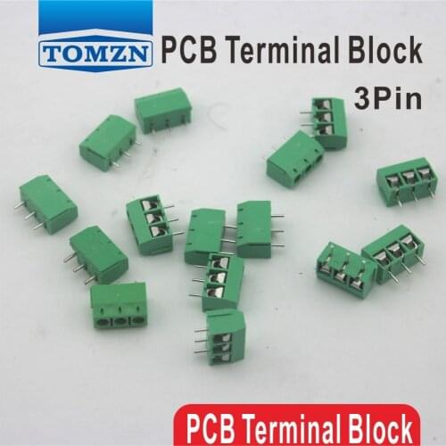 500 pcs 3 Pin Screw Green PCB Terminal Block Connector 5mm Pitch