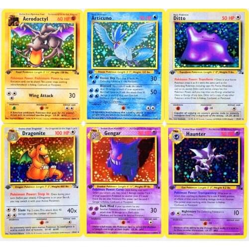 62pcs/set Pokemon 1997 3rd expansion pack "Fossil Secret" Reproduce Toys Hobbies Hobby Collectibles Game Collection Anime Cards
