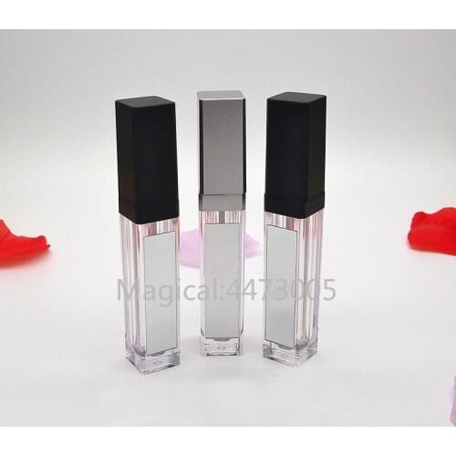 7ML Makeup DIY Lip Gloss Bottle Empty Silver Square Lip Gloss Tube with LED Light Mirror Labial Glair Bottle,Plastic LipstickBox