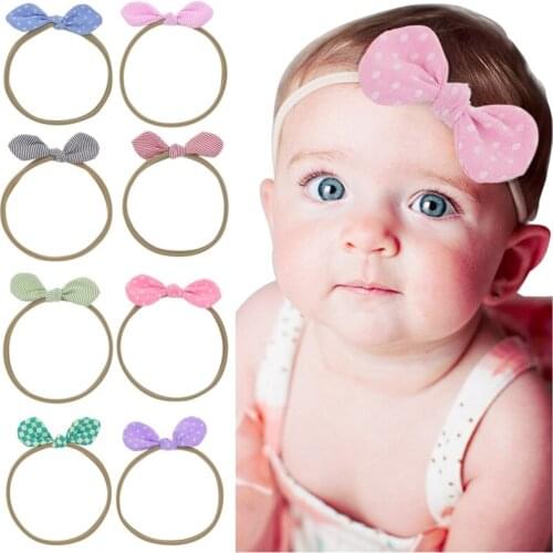 Naturalwell 8Pcs Handmade Nylon Headband Bow Headbands For cute Kids Girls Hair Accessories Headwear Elastic head band HB040D