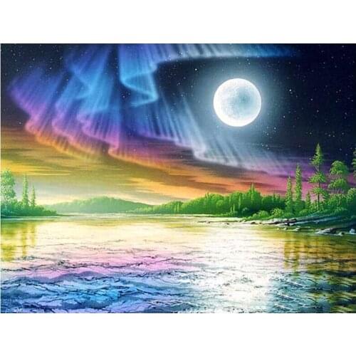 5d Diamond Painting Landscape Aurora Diamond Embroidery Fantasy Full Square round Mosaic Rhinestone Paint by NumbersZP-780
