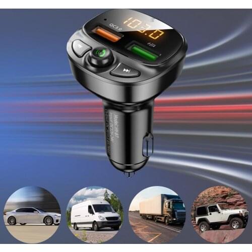 Wireless Bluetooth Car Fm Transmitter Radio Handsfree Qc3.0 Usb Charger Adapter LED Digital Display Aux Wireless FM Modulator