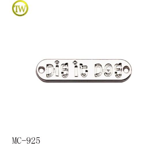 Custom shiny silver sewing metal label zinc alloy metal tags for clothing