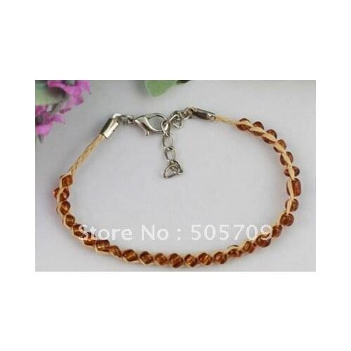 24PCS Brown glass seed beaded Lucky Raffia Anklet Bracelets #21687