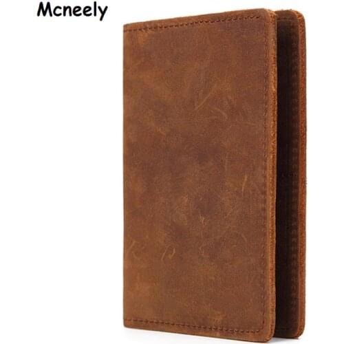 Mcneely Crazy Horse Genuine Leather Passport Holder Credit Card ID Holder Case Travel Business Passport Cover for All Countires