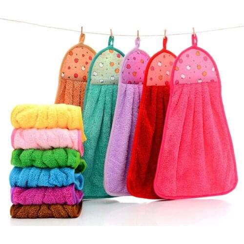 Baby Soft Coral Fleece Bath Towel Absorbent Hand Towel Lovely Colorful Wipe Hanging Bathing Towel For Children Bathroom Kitchen